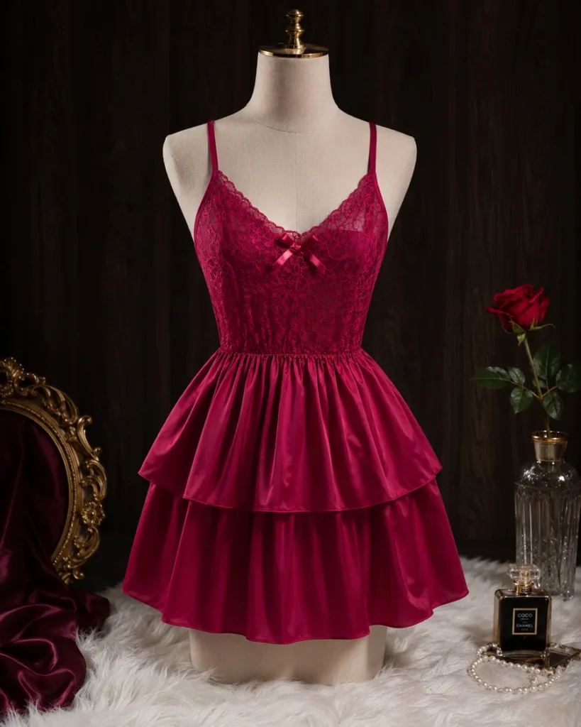 Velvet Rose Satin Babydoll
