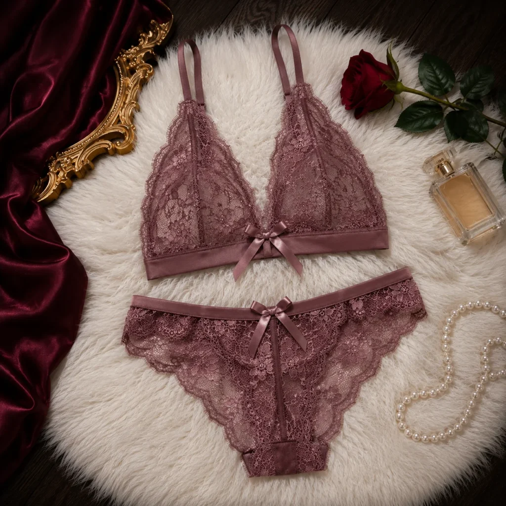Mauve Romance Bralette Set